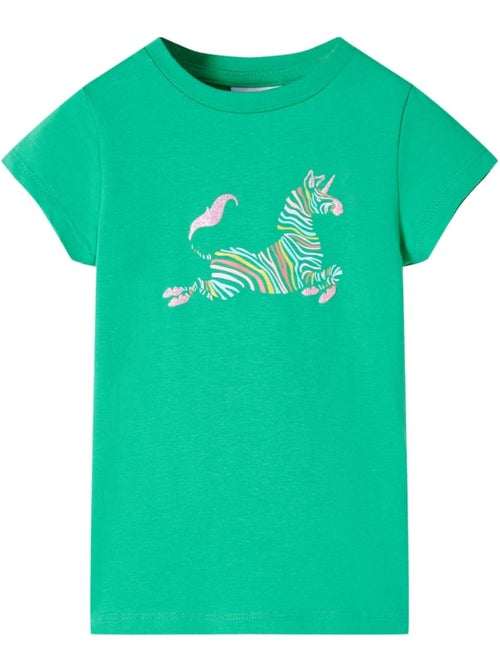 T-shirt enfant licorne en coton élasthanne imprimé poitrine vert 7/8a - vidaxl - Kiabi