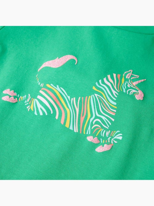 T-shirt enfant licorne en coton élasthanne imprimé poitrine vert 7/8a - vidaxl - Kiabi