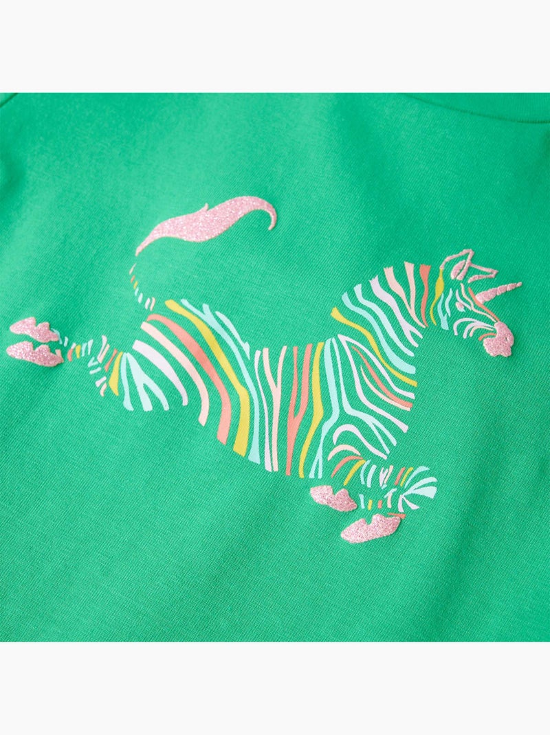 T-shirt enfant licorne en coton élasthanne imprimé poitrine vert 7/8a - vidaxl Vert - Kiabi