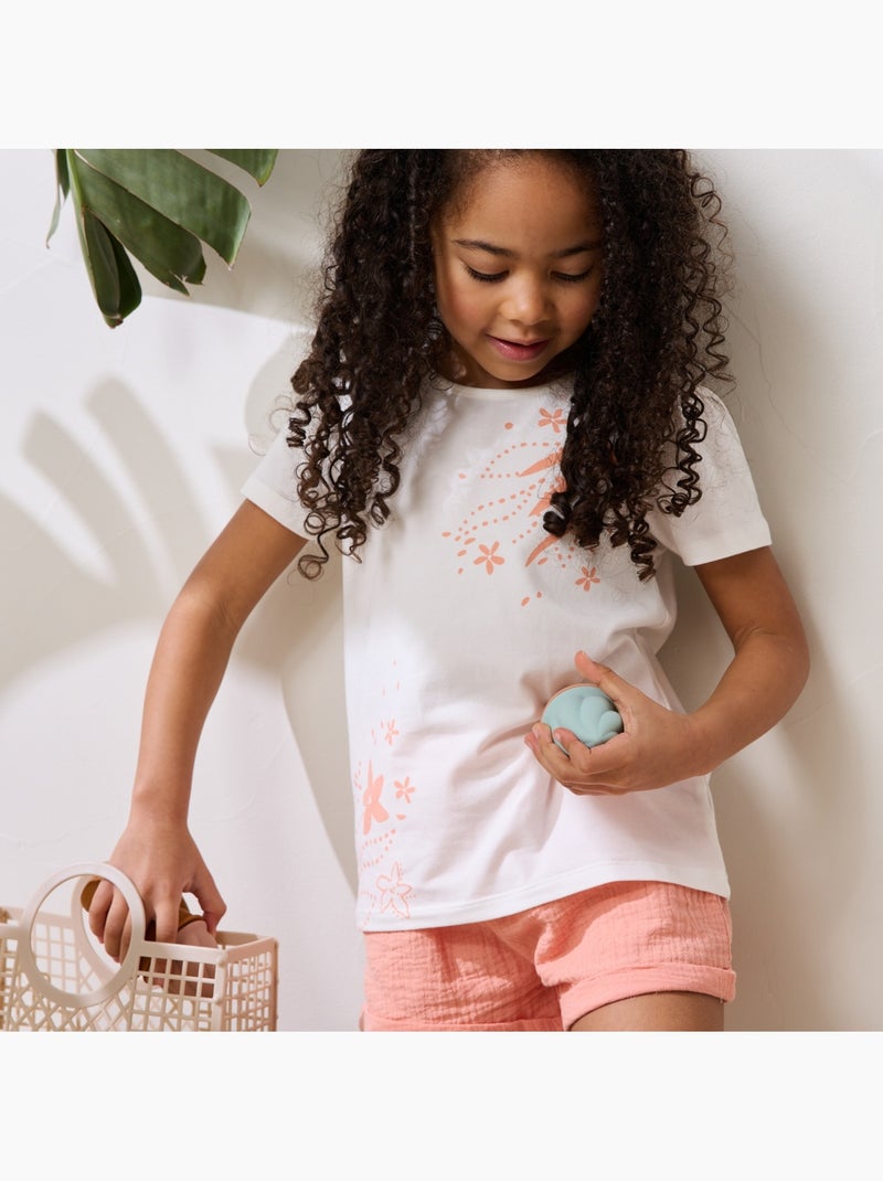 T-shirt enfant manches courtes Anaelle Ecru - Kiabi