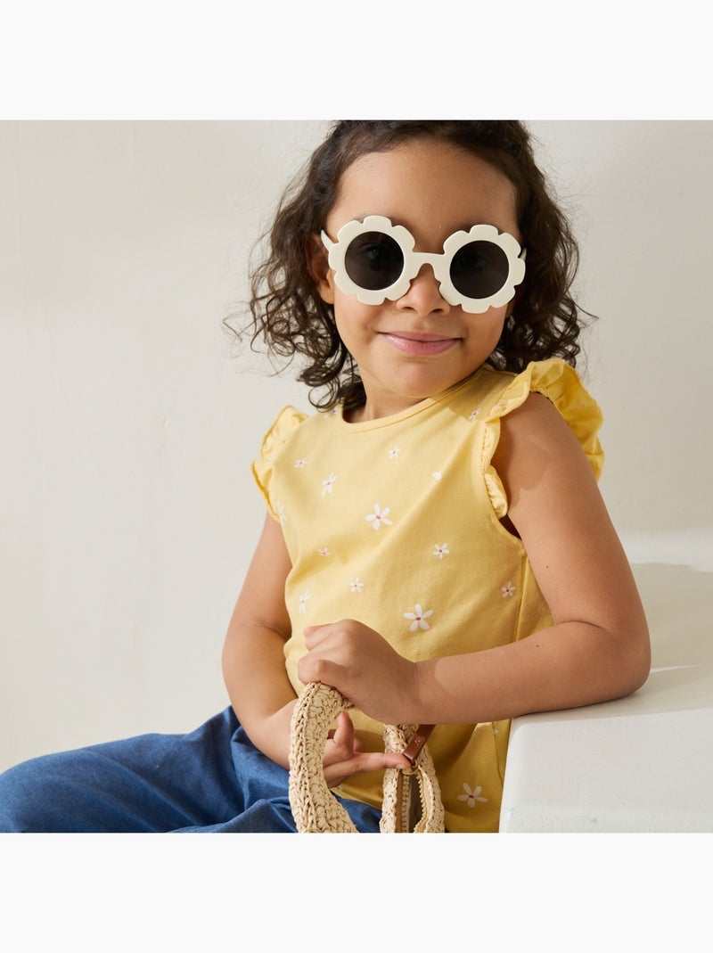 T-shirt enfant manches courtes Camila Jaune - Kiabi