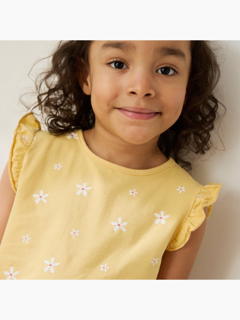 T-shirt enfant manches courtes Camila Jaune - Kiabi