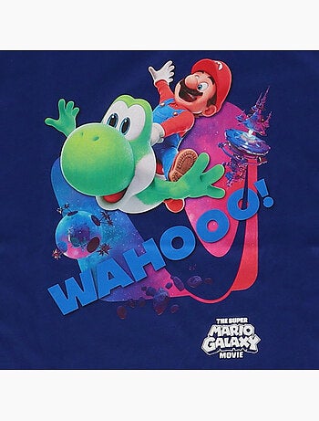 T-shirt enfant manches courtes Mario Yoshi - marine