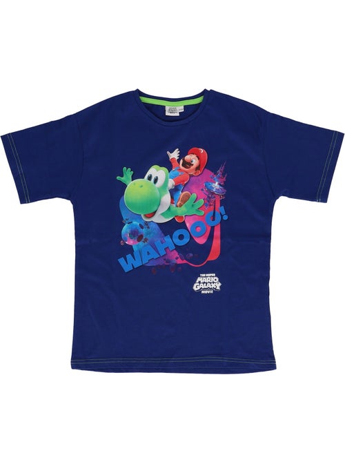 T-shirt enfant manches courtes Mario Yoshi - marine - Kiabi