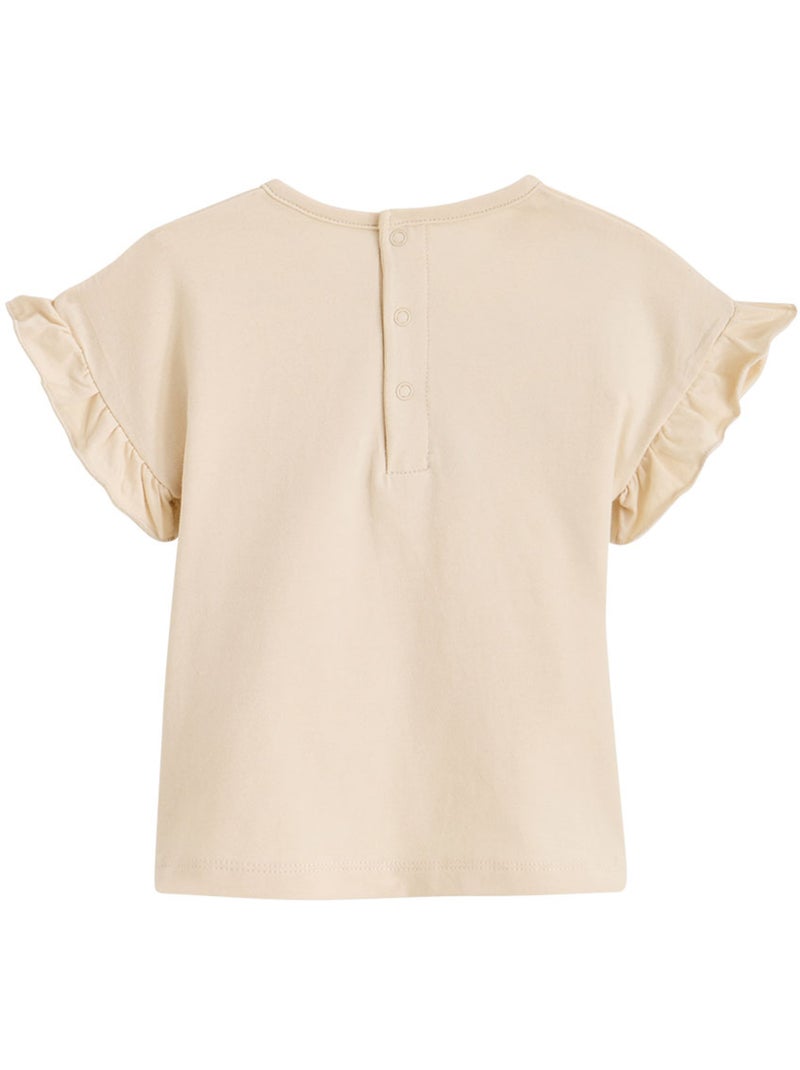 T-shirt enfant manches courtes Poésie d'été Beige - Kiabi