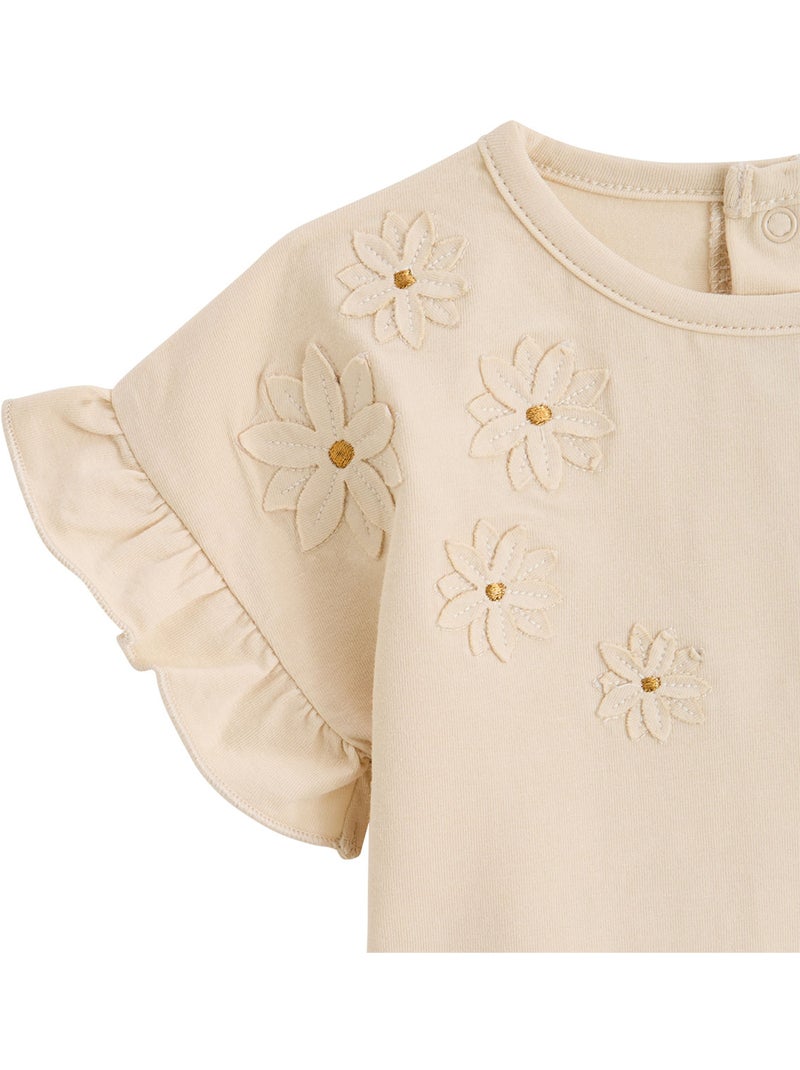 T-shirt enfant manches courtes Poésie d'été Beige - Kiabi