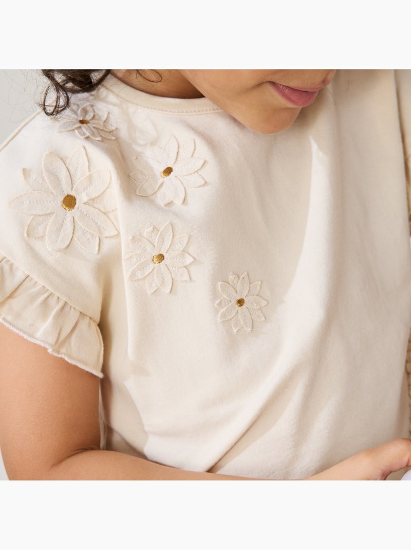 T-shirt enfant manches courtes Poésie d'été Beige - Kiabi