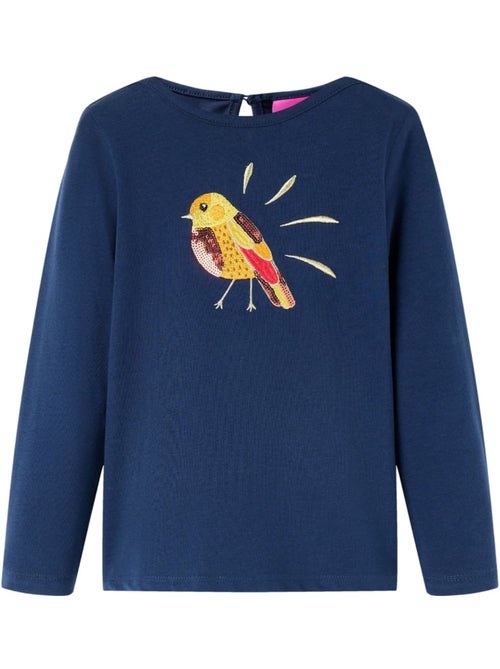 T-shirt enfant manches longues coton élasthanne motif oiseau - vidaxl - Kiabi