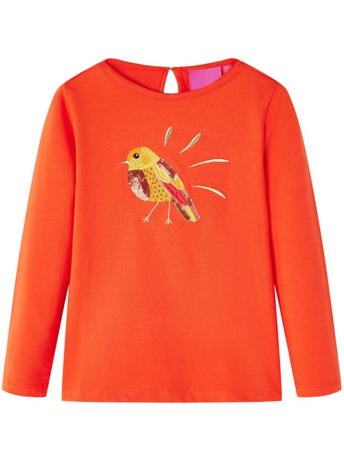 T-shirt enfant manches longues coton élasthanne motif oiseau - vidaxl - Kiabi