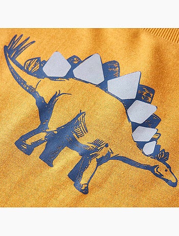 T-shirt enfant manches longues coton imprimé dinosaure - vidaxl