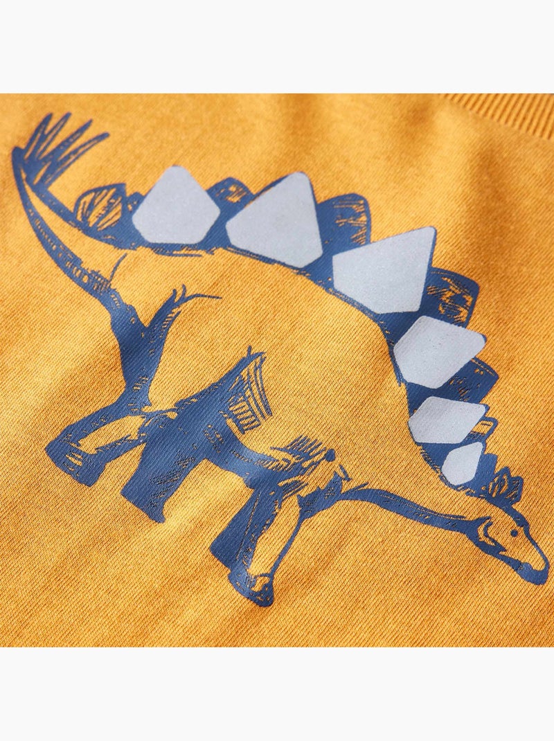 T-shirt enfant manches longues coton imprimé dinosaure - vidaxl Jaune - Kiabi