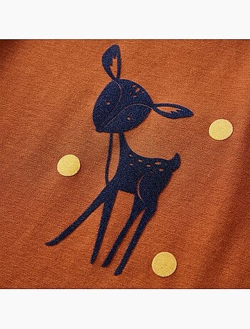 T-shirt enfant manches longues en coton vif cerf floqué - vidaxl