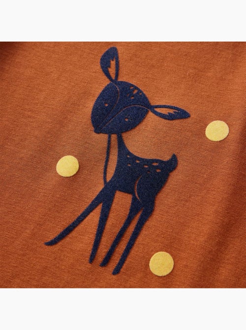 T-shirt enfant manches longues en coton vif cerf floqué - vidaxl - Kiabi