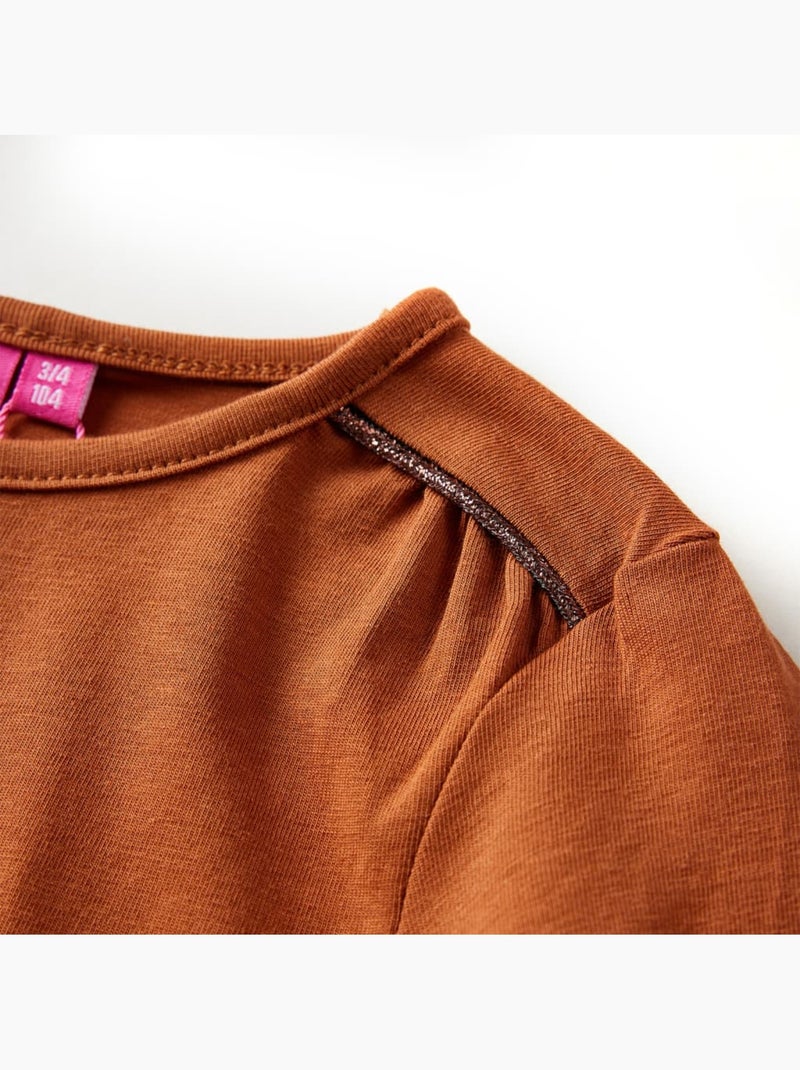 T-shirt enfant manches longues en coton vif cerf floqué - vidaxl Marron - Kiabi