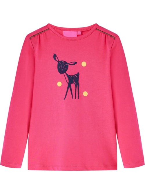 T-shirt enfant manches longues en coton vif cerf floqué - vidaxl - Kiabi