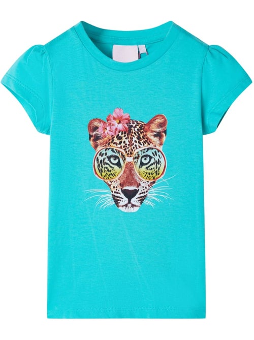 T-shirt enfant néon col rond imprimé tête de léopard - vidaxl - Kiabi