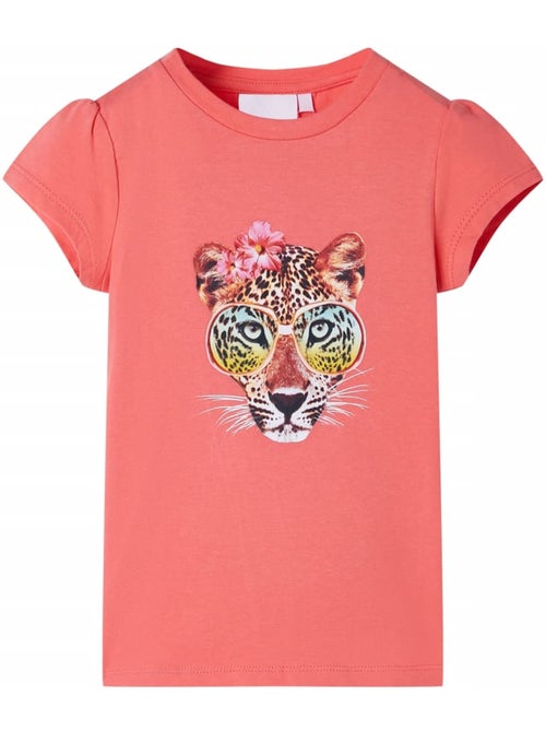 T-shirt enfant néon col rond imprimé tête de léopard - vidaxl - Kiabi T-shirt enfant néon col rond imprimé tête de léopard - vidaxl - Kiabi