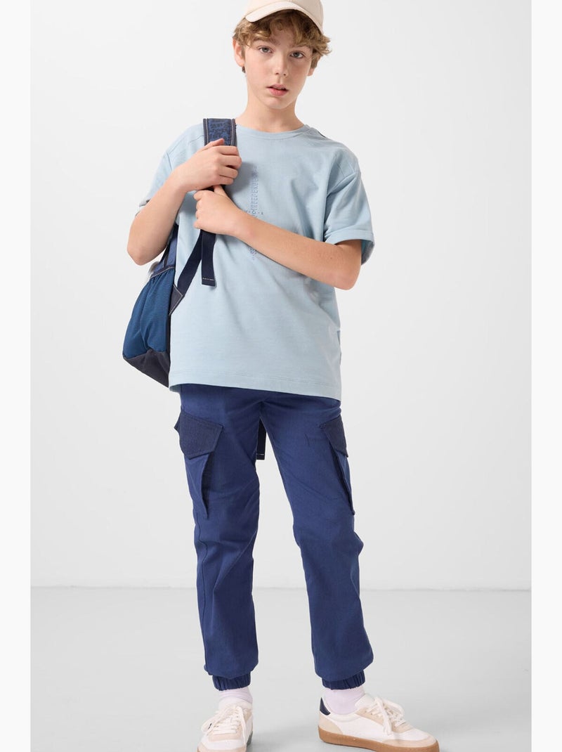 T-shirt enfant oversize à col rond tommy Bleu ciel - Kiabi