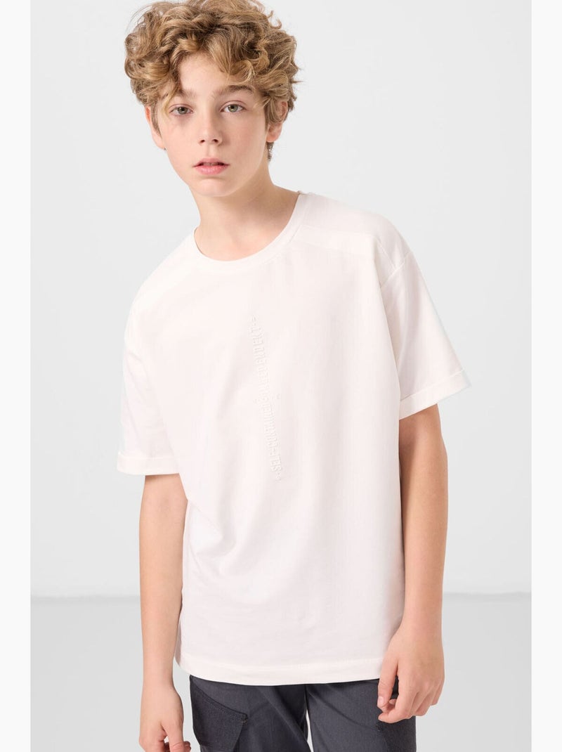 T-shirt enfant oversize à col rond tommy Gris clair - Kiabi