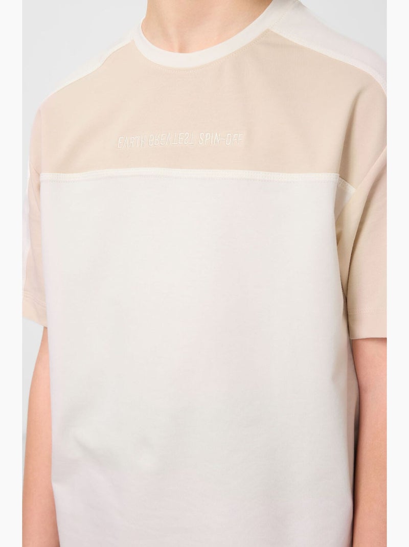 T-shirt enfant oversize col rond tommy Blanc Beige - Kiabi