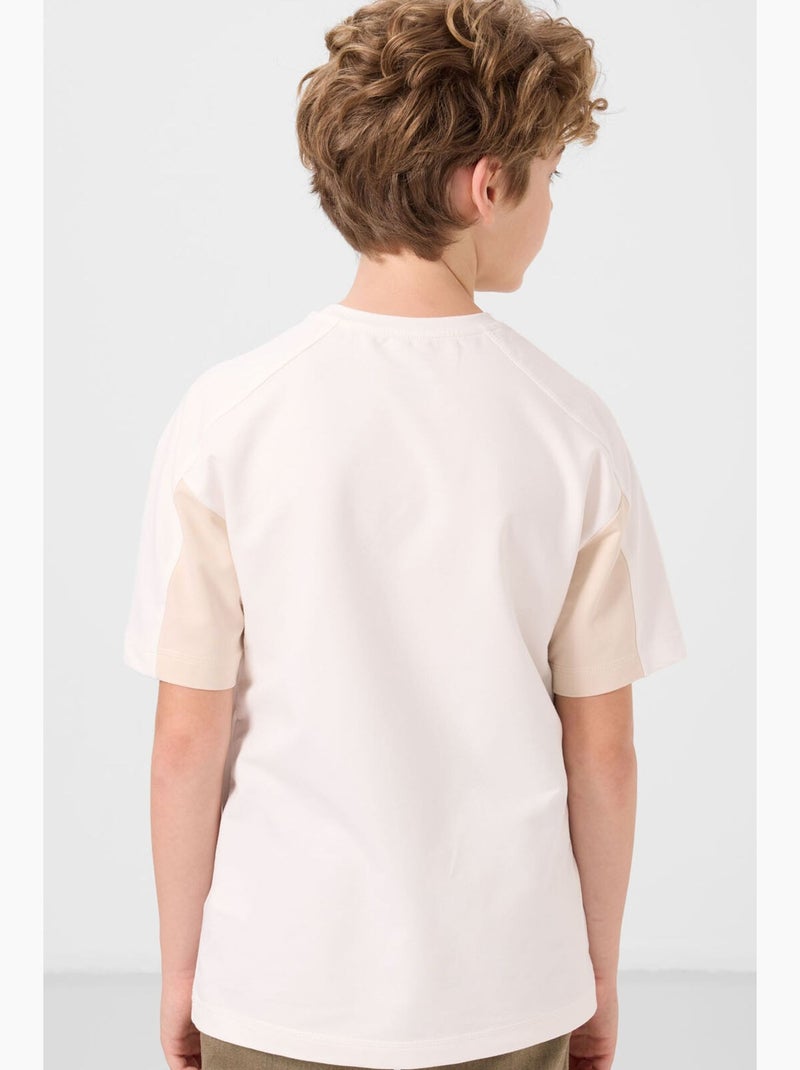 T-shirt enfant oversize col rond tommy Blanc Beige - Kiabi