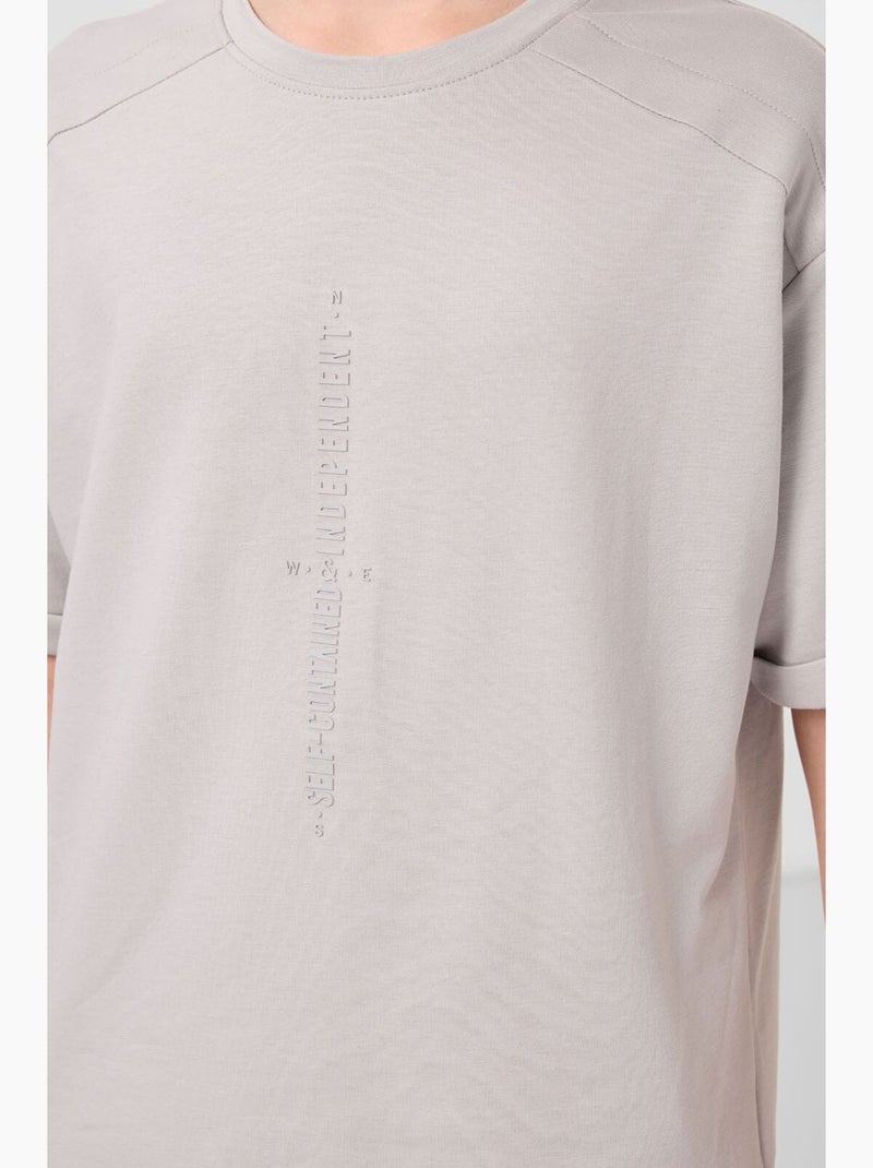 T-shirt enfant oversize col rond tommy Gris clair - Kiabi