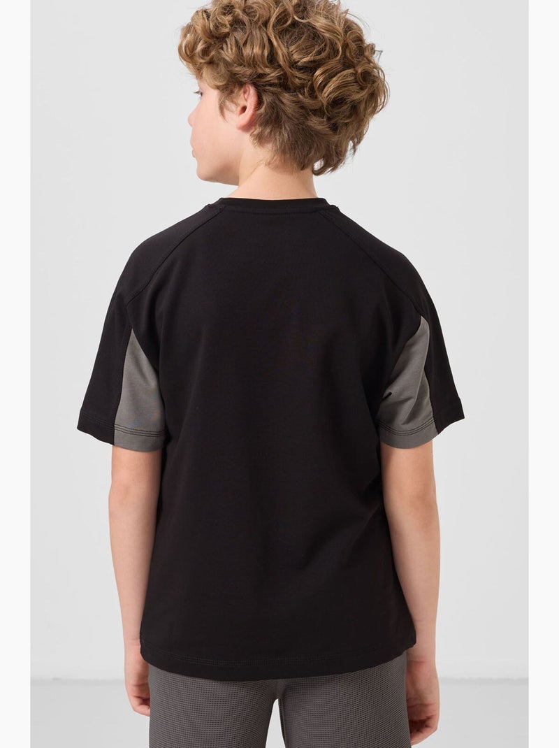 T-shirt enfant oversize col rond tommy Noir Gris - Kiabi