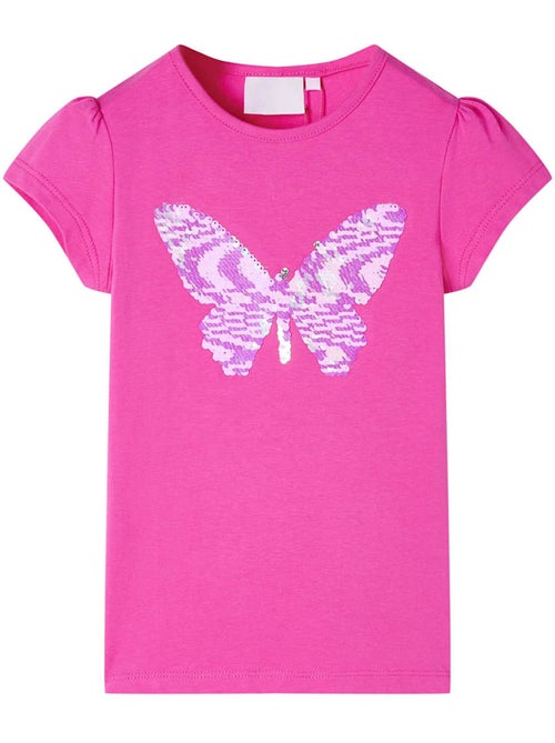 T-shirt enfant papillon à sequins col rond - vidaxl - Kiabi T-shirt enfant papillon à sequins col rond - vidaxl - Kiabi