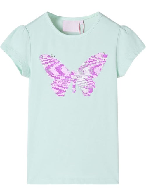 T-shirt enfant papillon à sequins col rond - vidaxl - Kiabi T-shirt enfant papillon à sequins col rond - vidaxl - Kiabi