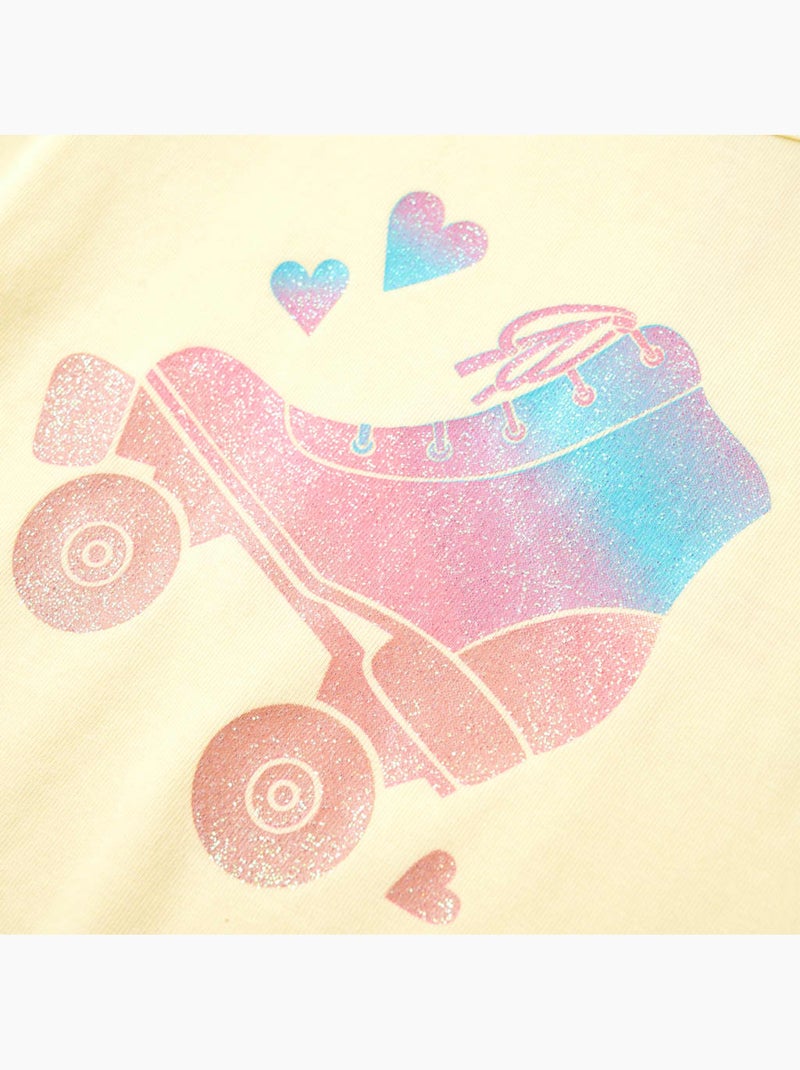 T-shirt enfant tendre effet paillettes patin à roulettes - vidaxl Jaune - Kiabi