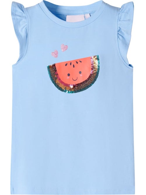 T-shirt enfants col rond à manches à volants pastèque pailletée - vidaxl - Kiabi