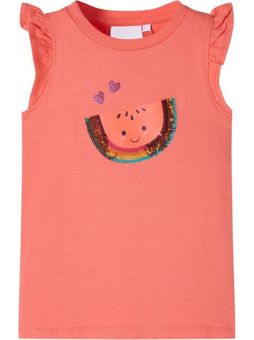 T-shirt enfants col rond à manches à volants pastèque pailletée - vidaxl - Kiabi T-shirt enfants col rond à manches à volants pastèque pailletée - vidaxl - Kiabi