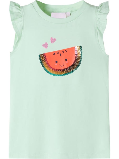 T-shirt enfants col rond à manches à volants pastèque pailletée - vidaxl - Kiabi T-shirt enfants col rond à manches à volants pastèque pailletée - vidaxl - Kiabi