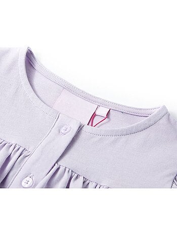T-shirt enfants en coton à volants et boutonnage avant - vidaxl