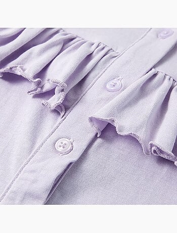 T-shirt enfants en coton à volants et boutonnage avant - vidaxl
