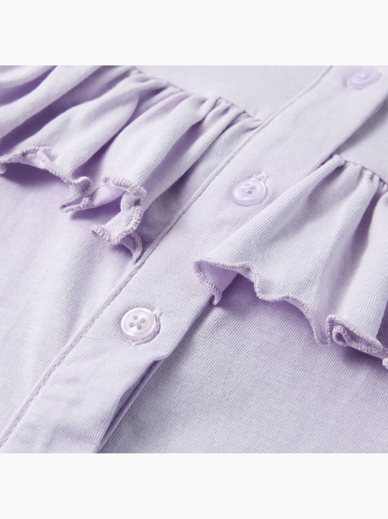 T-shirt enfants en coton à volants et boutonnage avant - vidaxl Prune - Kiabi