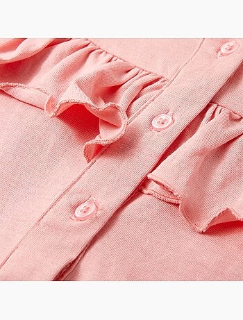 T-shirt enfants en coton à volants et boutonnage avant - vidaxl