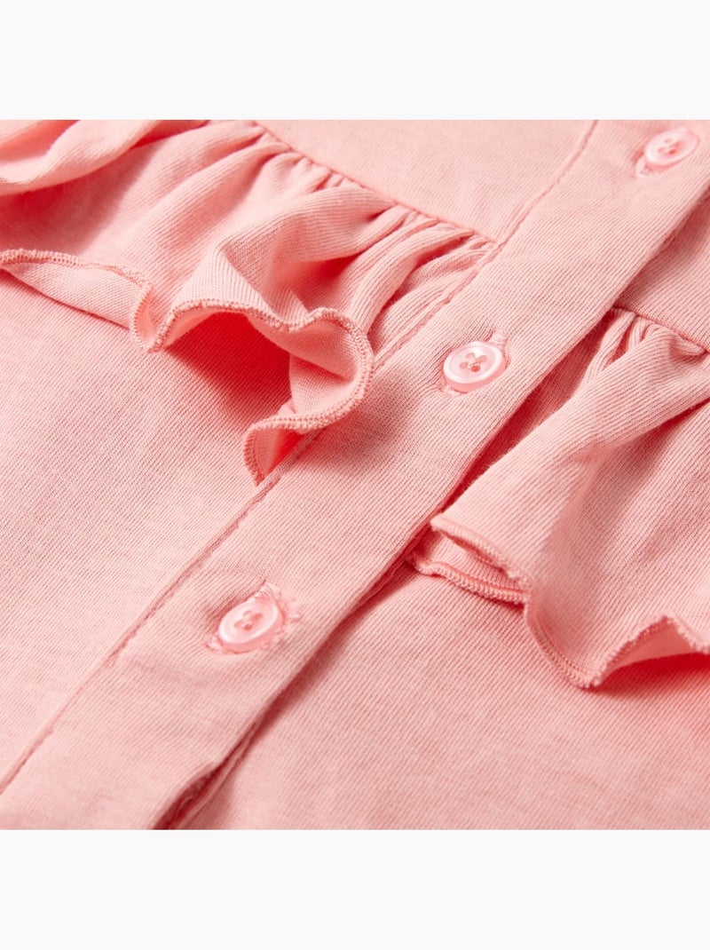 T-shirt enfants en coton à volants et boutonnage avant - vidaxl Rose - Kiabi