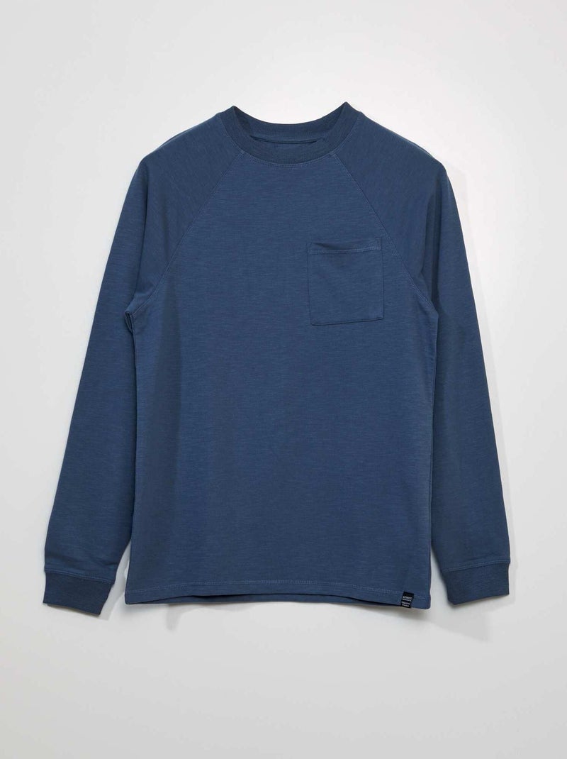 T-shirt épais à manches longues Bleu - Kiabi