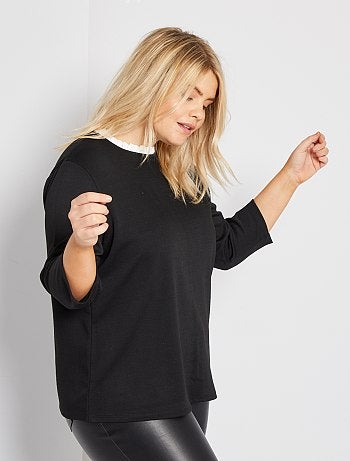 T-shirt épais col claudine