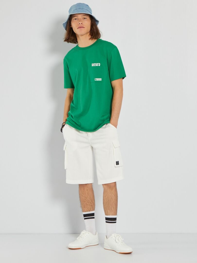 T-shirt épais en maille jersey Vert - Kiabi