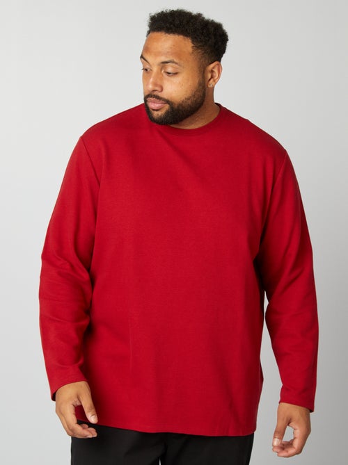 T-shirt épais en maille ottoman uni - Kiabi