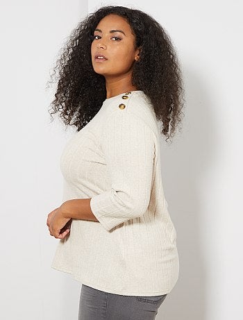 Grande taille femme - T-shirt épais et côtelé - Kiabi