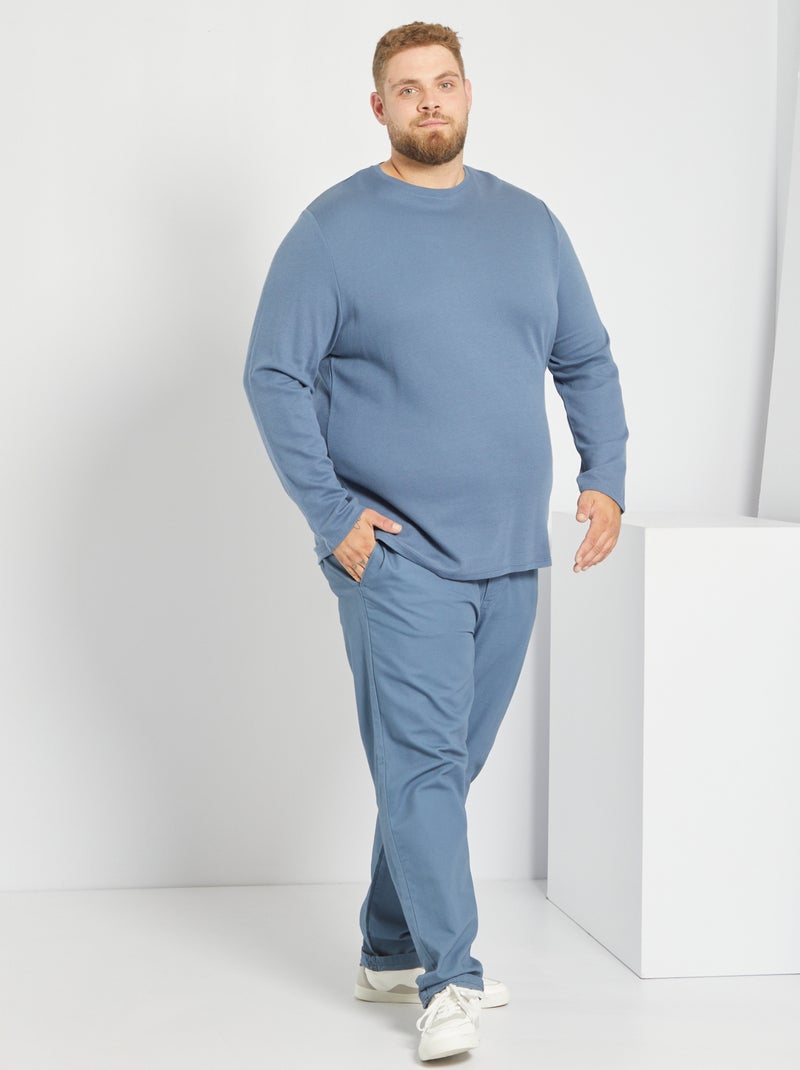 T-shirt épais maille texturée Bleu gris - Kiabi
