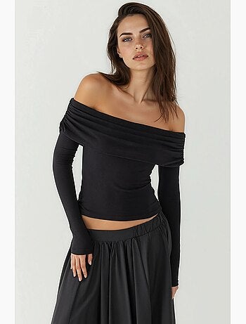 T-shirt épaules dénudées drapé manches longues hiccup