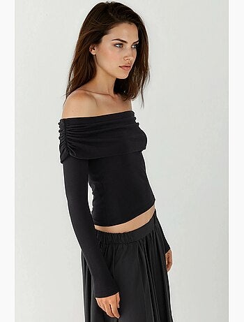 T-shirt épaules dénudées drapé manches longues hiccup