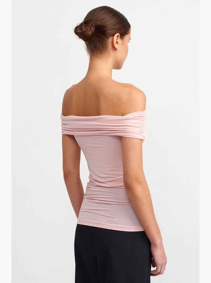 T-shirt épaules dénudées jersey manches courtes dilvin Rose pâle - Kiabi