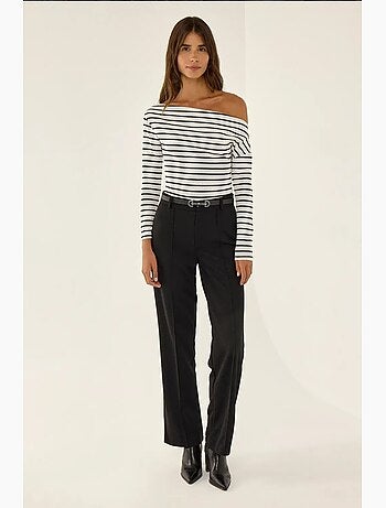 T-shirt épaules dénudées rayé côtelé manches longues hiccup