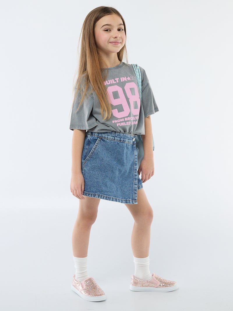 T-shirt esprit américain Gris - Kiabi