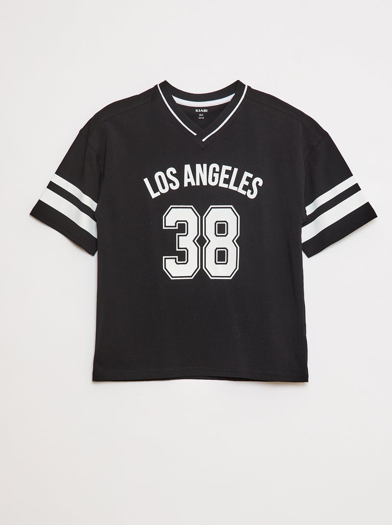 T-shirt esprit baseball Noir - Kiabi